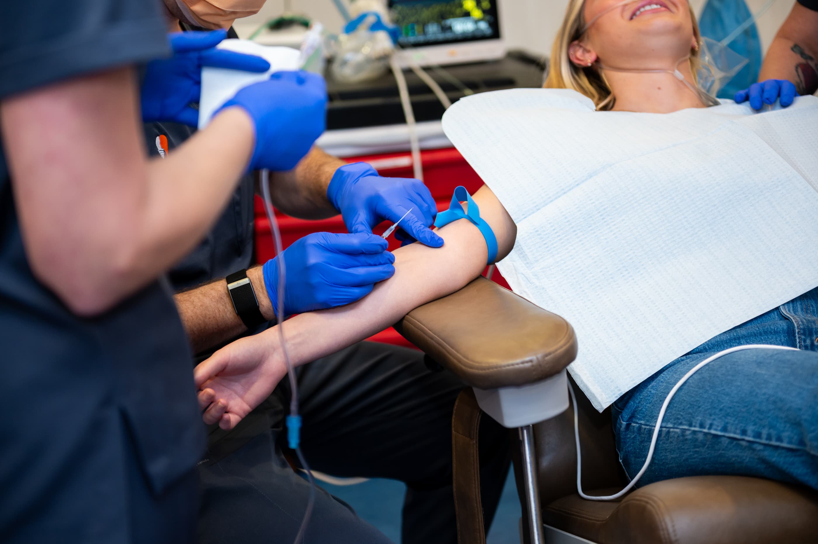 Patient resting comfortably under blanket